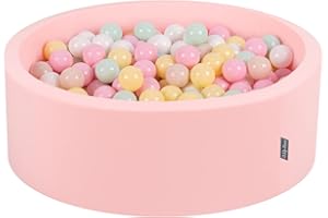 KiddyMoon 90X30cm/300 Bolas ∅ 7Cm Piscina De Bolas para Ninos Hecha En La UE, Rosa: Beige Pastel/Amarillo Pastel/Blanco/Menta/Rosa Claro
