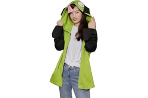 Willyacos Zim Costume Hoodie Gir Cosplay Zip Up Hoodied Jacket Sweatershirt with Ears for Women Men Adult