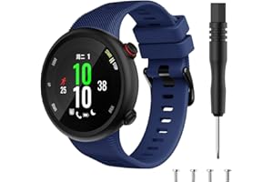 GRANSHO Cinturino in silicone compatibile con Garmin Forerunner 45 / Swim 2, fibbia nera in acciaio inox spazzolato