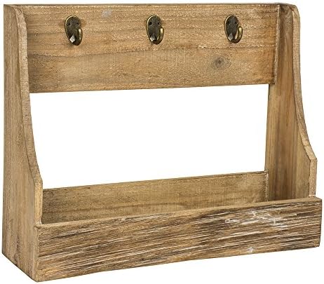 Rustic Wooden Wall Mounted Kitchen Wall Storage Rack Mug/Spice Rack &amp; Hooks