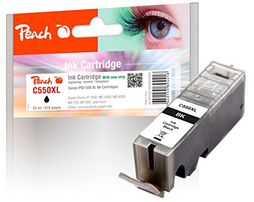 Peach C550XL bk XL-Druckerpatrone mit Chip kompatibel zu Canon PGI-550, PGI-550PGBK XL, schwarz
