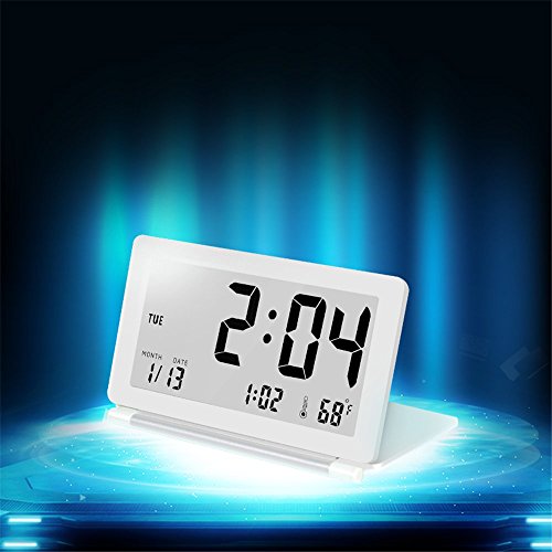 Delmkin LCD Wecker Ultra-dünne Klapp-Reisewecker Tragbare Digitale Wecker (schwarz) - 6