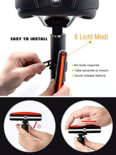 YaFex LED Fahrrad Lichter Set USB Wiederaufladbare Fahrradbeleuchtung 3-6 Licht-Modi Wasserdicht Außen Fahrradlampe mit Fahrradklingel 120 dB - 4