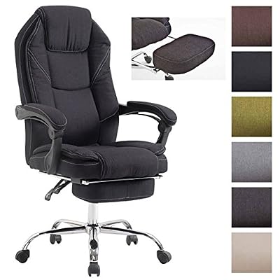 CLP Fauteuil de Bureau Ergonomique Castle - Chaise Bureau Réglable en Hauteur Pivotante - Rembourré Revêtement en Tissu - Repose-Pied et Accoudoirs - Charge Max. 130 kg - Couleur au Choix : Noir