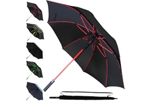 COLLAR AND CUFFS LONDON 95 KPH Ombrello Golf XL Antivento Robusto Grande Automatico Uomo Donna - Fibra di Vetro - Manico Antiscivolo - Da Pioggia - Classico Lungo - Nero