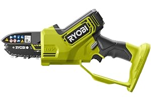 RYOBI - Motosierra de Mano Brushless 18V ONE+ - Barra 10 cm - Herramienta Compacta de Poda de Ramas - Tensor de Cadena sin Herramientas - Ambidiestro - Se Vende sin Batería ni Cargador - RY18PSX10A-0