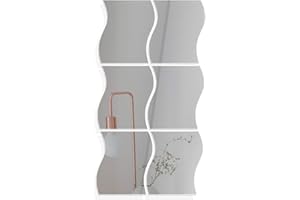 VINFUTUR 6pz Specchio Adesivo da Parete Wall Stickers Specchio Onda Decorazione DIY Specchi Adesivo Decorative per Parete Muro Casa Armadio Piastrelle da Bagno