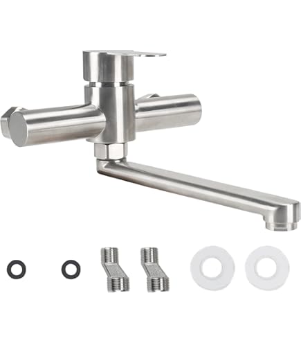 Rubinetto Cucina A Muro MOKEKA Monocomando Girevole 360° - Design Moderno - Foto 10