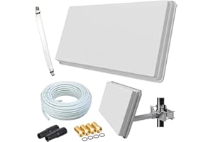 netshop 25 Selfsat H30D1+ Flat Antenna Single with Window Mount + 10 m Cable Connection Set (1 Window Feed-Through + 4 F-Connectors + 2 Weather Protection Sleeves)