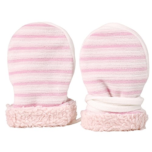 MaxiMo Baby Girls 0-24m Fausthandschuh Ohne Daumen Striped Mittens, Pink (Blassrosa 52), Medium (Manufacturer size: 6M)