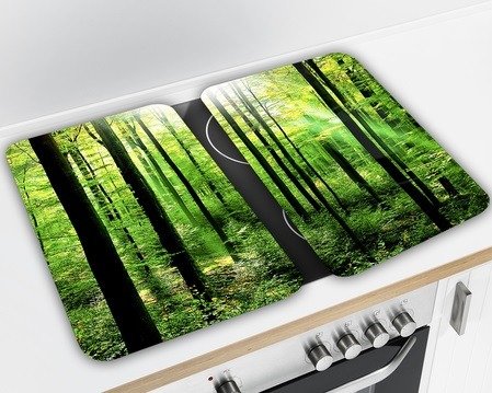 WENKO Herdabdeckplatten aus Glas FOREST 2-er Set