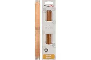 KnitPro – Agujas de Tejer de Doble Tejer, Madera de Abedul, Multicolor, 20 cm x 3,50 mm, Juego de 5