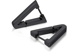 FOCALOOK Earrings Men Women Huggie Hoop Earrings Black Earrings Stainless Steel / 18k Gold Earrings Punk Earrings Ear Piercing Fashion Jewellery Accessory