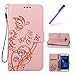 Produktbild EMAXELERS Galaxy J510 Hit Color Muster Flip PU Leather Leder Wallet Case Hülle Schutzhülle Etui mit Kartenfach Standfunktion Telefon-Kasten für Samsung Galaxy J5 2016,Pink Narcissus Butterfly