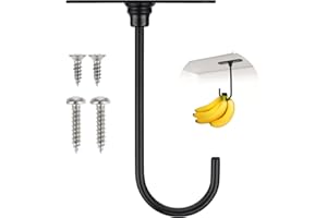 Grevosea Gancio per banane sotto l'armadio, gancio per banana in metallo per mantenere fresche le banane, appendere altri articoli da cucina leggeri sotto l'armadio a banana con 4 viti nere