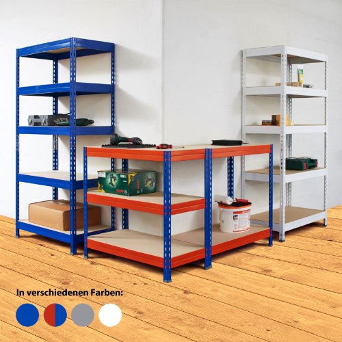 Office Marshal® Steckregal Grizzly – 4 Größen/4 Farben – 175kg Tragkraft/Boden, TÜV/GS-geprüft – kombinierbar - 3