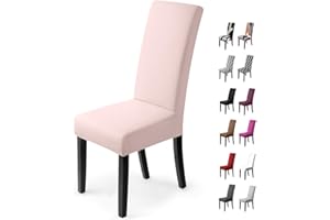 BalladHome Coprisedie con schienale 6 pezzi Elasticizzato Copertura della sedia bi-elastico per una misura universale, Coppia spandex Coprisedia molto facile da pulire e di lunga(6 pezzi,Rosa Chiaro)