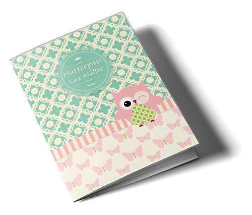 Mutterpass/Mutter-Kind-Pass Hülle 3-teilig Eule & Schmetterling Schutzhülle personalisierbar mit Namen (Deutschland/Österreich) - 2