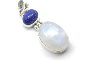 Drachensilber Mondstein Schmuck Silber Anhänger mit Lapislazuli echter Steinschmuck 925er Silber Ketten Anhänger feine Edelsteine