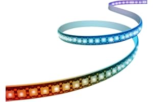 CUQI WS2812B Striscia LED Indirizzabile Individualmente 5050 SMD 256 RGBIC LED per Design fai da te e Decorazione per la Casa (144LEDs/1M, Nero)