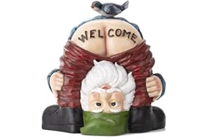 wosynm Willkommen Gartenzwerg, Gartenstatue Zwerg Harz Zwerg Figur, Gartenfiguren Gartendeko für Draußen, Geschenke für Frauen/Mama Deko für Zimmer Terrasse