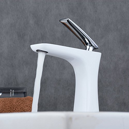 Beelee Wasserhahn Hohe weiß Bad Armatur Waschbecken Waschbeckenarmatur Einhebelmischer Badarmatur Mischbatterie Armaturen für Bad - 3