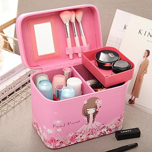 Cosmetic bag South Korea portable portable cosmetic box containing a large volume of professional hard bag portable washing bag,Princess Girl