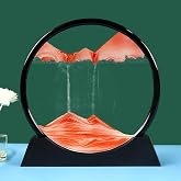 XIYUAN 7inch Moving Sand Art Picture 3D Round Glass Deep Sea Sandscape in Liquid Motion Display Flowing Sand Frame Relaxing D