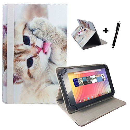 Blaupunkt Discovery 720 Multimedia-Tablet / 17,78 cm / 7.0 " Tablet Pc Tasche mit Standfunktion + Touch Pen - 7 Zoll Katze 2 Motiv