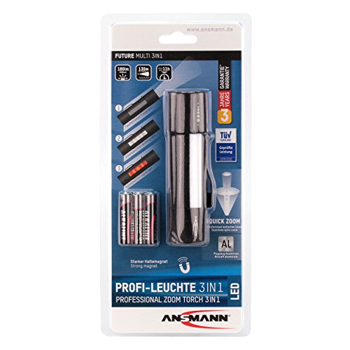 ANSMANN Future Multi-Funktions LED-Taschenlampe fokussierbar + Arbeitslicht + Signal-Blinklicht + Haltemagnet inkl. Gürtelclip & 3x AAA Alkaline Batterie - 16