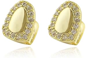 Sadiyamo 2PC with Diamond Round Single Grillz Cap for Your Teeth Grillz Men Women Hip Hop Jewelry Gift