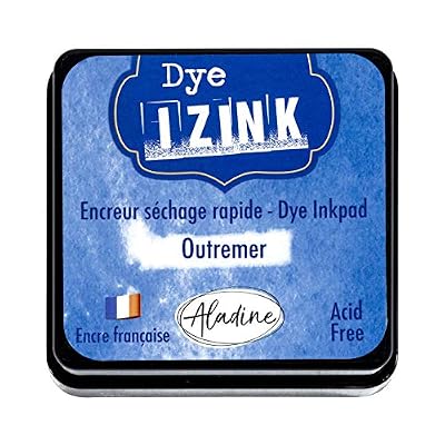 Aladine - Encreur Izink Dye Bleu Outremer - Encreur à Séchage rapide pour Tampons et Pochoirs - Scrapbooking et Carterie Créative - Encre Française - Taille M - 5 x 5 cm - Couleur Bleu Outremer