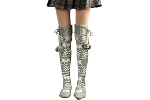 FGFD&OU Damskie pończochy z dzianiny, grube ciepłe skarpety do kolan, grube skarpety zimowe, skarpety termiczne, długie skarpety bożonarodzeniowe, przytulne skarpety dla kobiet