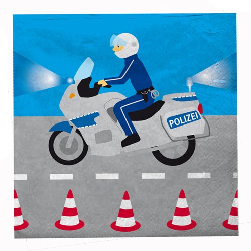 Servietten "Polizei" 16,5 cm 20er Pack