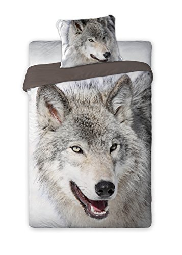 Preisvergleich Produktbild Bettwäsche 160x200 + 70x80 Bettbezug Bettgarnitur Wolf