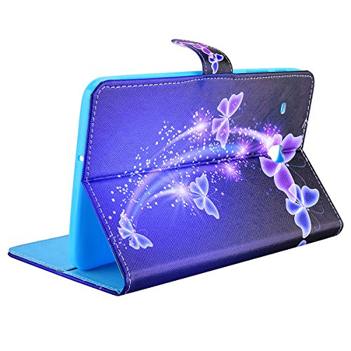 HB-Int 3 in 1 Standfunktion Hülle für Samsung Galaxy Tab E T375 / T377 8.0″ Flip PU Leder Schutzhülle Lila Schmetterling Wallet Case Brieftasche Kartenfächer Ledertasche Magnetverschluss Schale Beschützer Haut Lederhülle Book Style Holder Etui Protective Cover Dünn Slim Cover Schwarz Bumper Zubehör mit Stylus Pen + Staub Steckere - 6