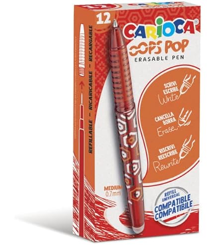 CARIOCA Oops Erasable Pens Reusable Erasable Pens For School, College And Office With Built-in Rubber And Ergonomic Handle, 12 Pack Blue Pens - View #2