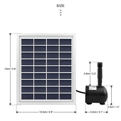 Solar Brunnen Solar Power Wasserpumpe Solar Panel Power Tauchpumpe Brunnen Teich Wasserpumpe Kit 55 cm Höhe für Garten Pflanzen Pool Teich 2 W - 9