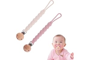 NICEBEST Lot de 2 Attache Tetine Silicone, Pacifier Clip Chain pour Garçons et Filles, Accroche Tetine Bebe, sans BPA, Garde la Tétine Propre