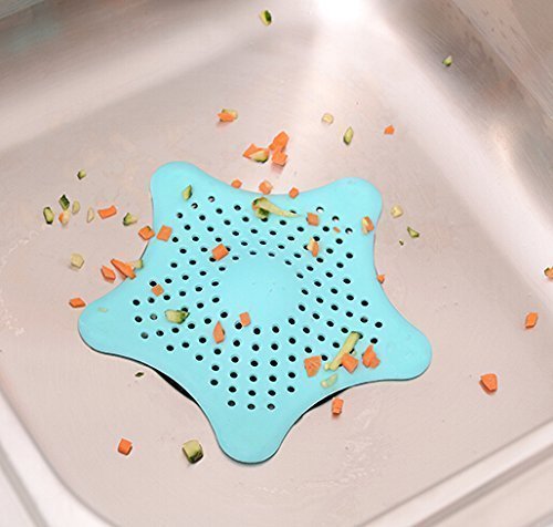 Cute Creative Multipurpose Starfish Aquatic Animal Shaped Suction Pads Hair Garbage Debris Sink Wash Basin Drain Hole Cover Trap Waste Collector Catcher Filter for Kitchen Bathroom Bathtub Home Office (Single Piece, Random Color)