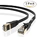 Produktbild 2 Stück CANLANDA Ethernet Kabel 2M Cat 7 Gigabit LAN Netzwerkkabel RJ45 10Gbps 600Mhz/s Verlegekabel für Switch, Router, Modem, Patchpannel, Access Point, Patchfelder Flach Schwarz