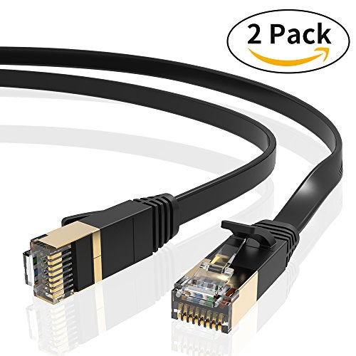 CANLANDA Ethernet Cable, Cat 7 Network Cables 1m RJ45 Lan 2 Pack 10 Gbps High Speed Patch Cord Flat Design with 600Mhz/s for Switch, Router, Modem, Patch panel, Access Point, Patch Fields