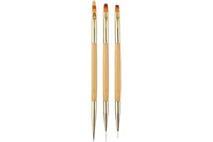 LacyMC 3 Pièces Pinceau Nail Art Ongles Gel Professionnel,Brosses de Ongle Art,Pinceaux Peinture Professionnels Détail Ensemble de Pinceaux,pour DIY Nail Art Designs