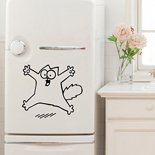 Ambiance-Live Wandtattoo deko Katze Kühlschrank - 35 x 40 cm, Weiss