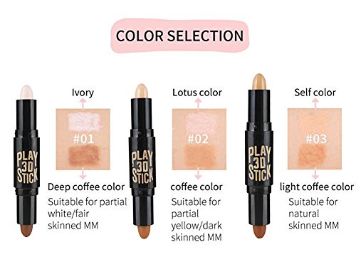 Concealer, 3PCS Powder Teint Makeup Natural Creme Gesicht Augen Concealer Highlight Contour Concealer Pen Stick - 4