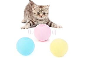 Haoshics Juguetes inteligentes para gatos interactivos bola de entrenamiento de gato gato gato juguete para mascotas jugando pelota de juguete para gatos gatitos (amarillo grillo, material EVA)