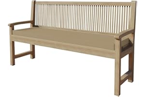 chilly pilley Cojín para Banco Cojín para Banco Cremallera con Trabillas Cojín para Banco De Jardín (150 x 40 x 5 cm, Beige)