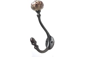 IRONMONGERY WORLD IronmongeryWorld® 4 ganci appendiabiti in ghisa con estremità in ceramica, stile vintage vittoriano shabby chic