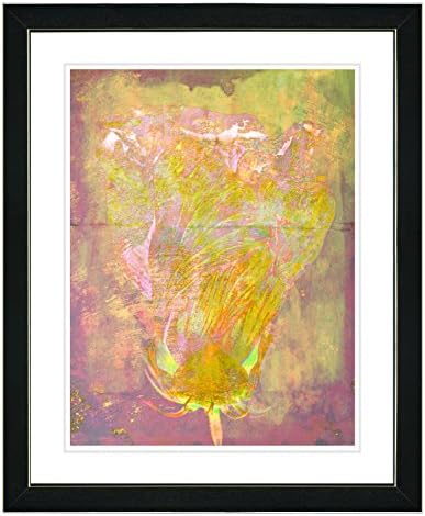 Studio Works Modern 'Yellow Dancing Bud-Lavender' Framed Fine Art Print, 16-Inch x 20-Inch, Satin Black Frame