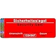 1000 pcs - Security Seal with Serial Number - 70x25mm red, German/English, writable, Tamper Proof - self-Adhesive Security Labels, Quality & Safety Seals, Antifake & Authenticity Sticker, Atairs